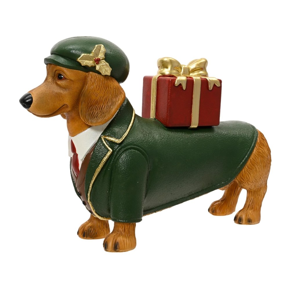 BASSOTTO CON VESTITO NATALE VERDE H.41